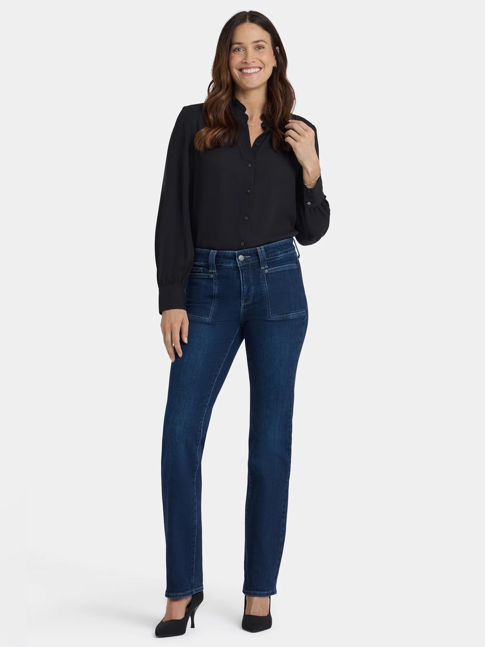 NYDJ Marilyn Straight Jeans With Front Patch Pockets